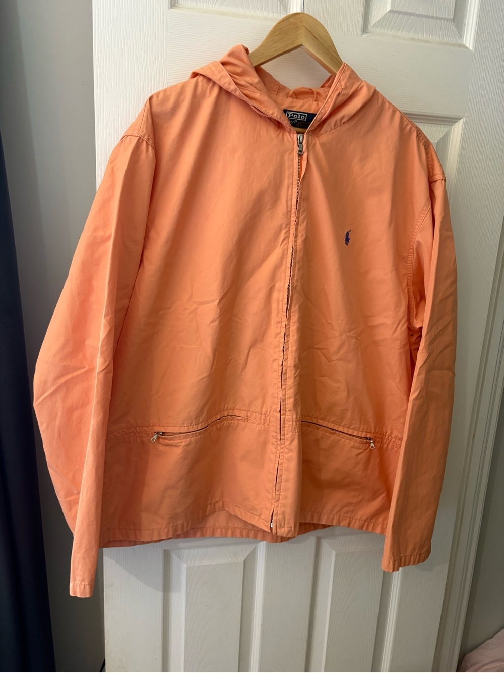 Polo Ralph Lauren RARE men’s jacket XL peach orange cotton blue pony